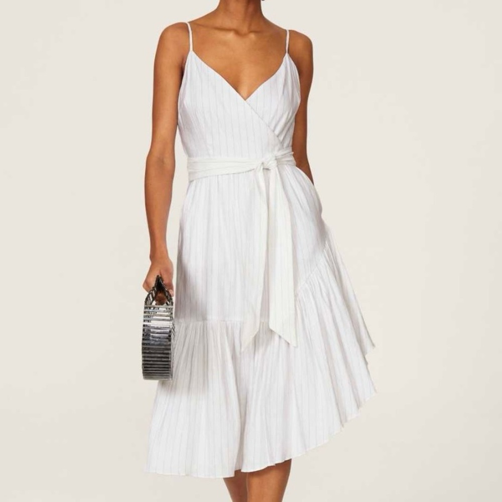 Marissa Webb x RTR Stripe Surplice
Sleeveless Linen Blend Dress Size 12